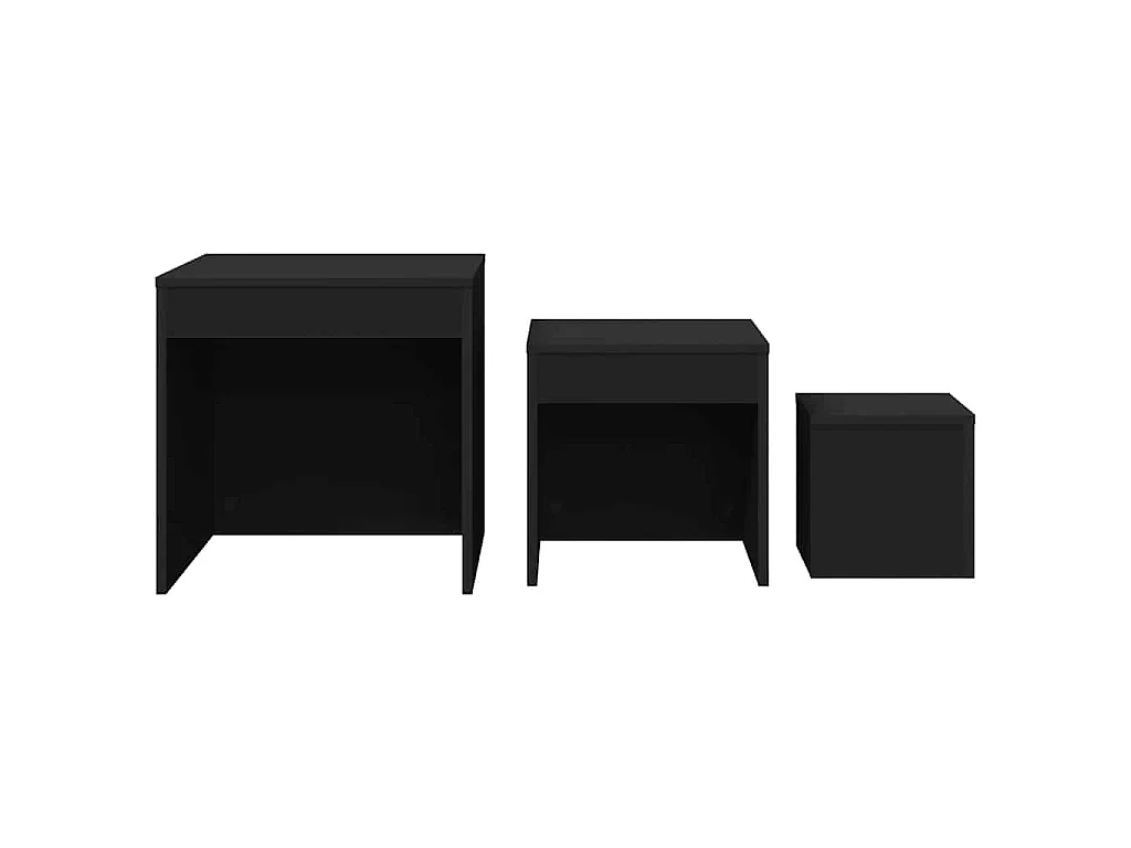 Mesas de encastrar 3 pcs derivados de madeira preto