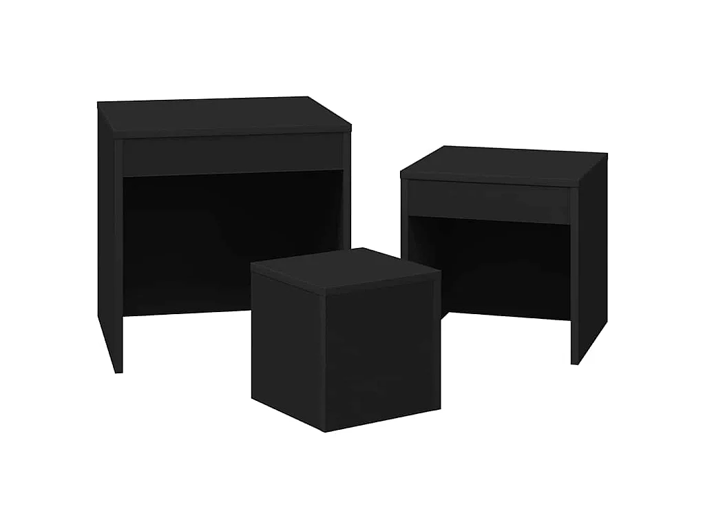 Mesas de encastrar 3 pcs derivados de madeira preto