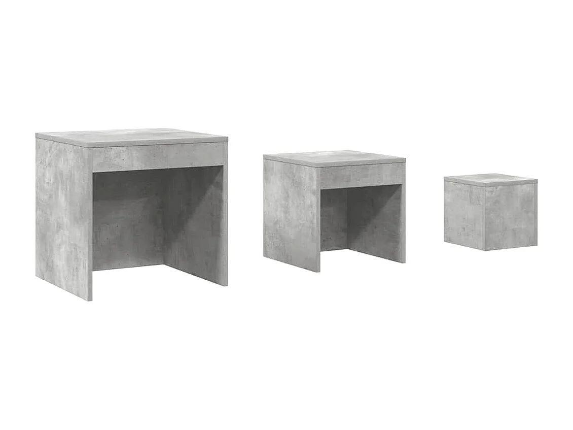 Tables gigognes 3 pcs Gris béton Aggloméré