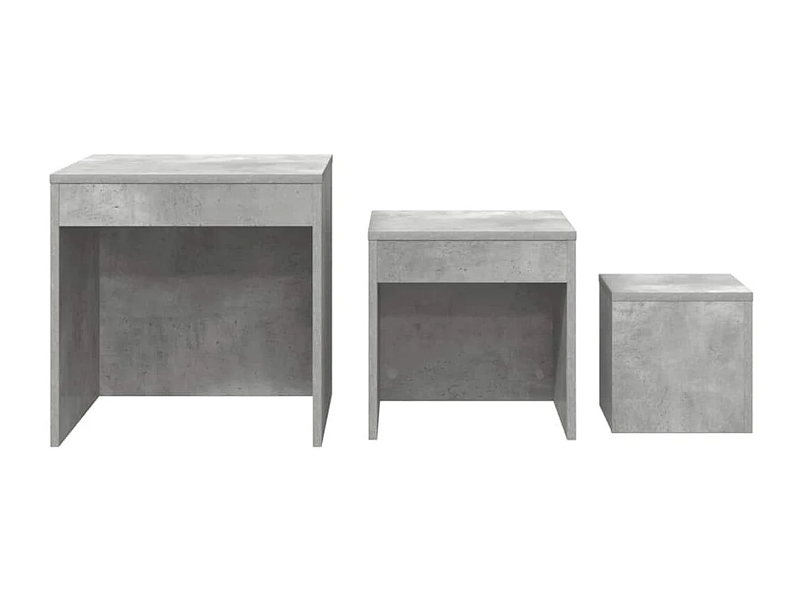 Tables gigognes 3 pcs Gris béton Aggloméré