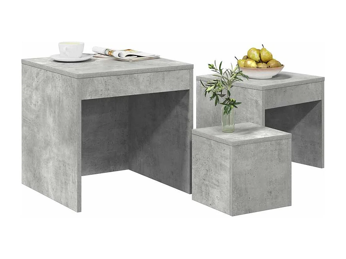 Tables gigognes 3 pcs Gris béton Aggloméré