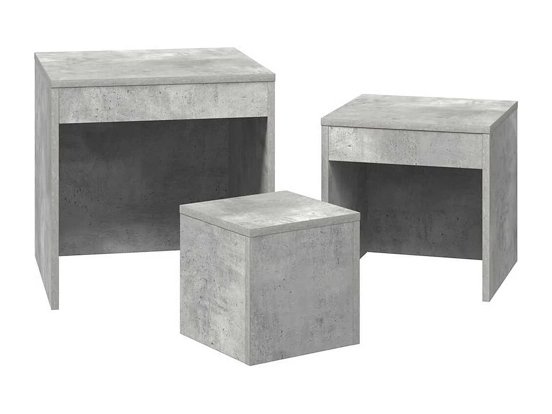 Tables gigognes 3 pcs Gris béton Aggloméré