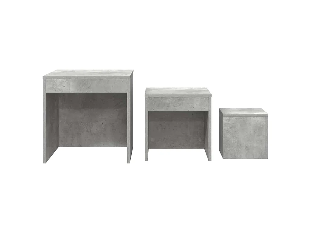 Tables gigognes 3 pcs Gris béton Aggloméré