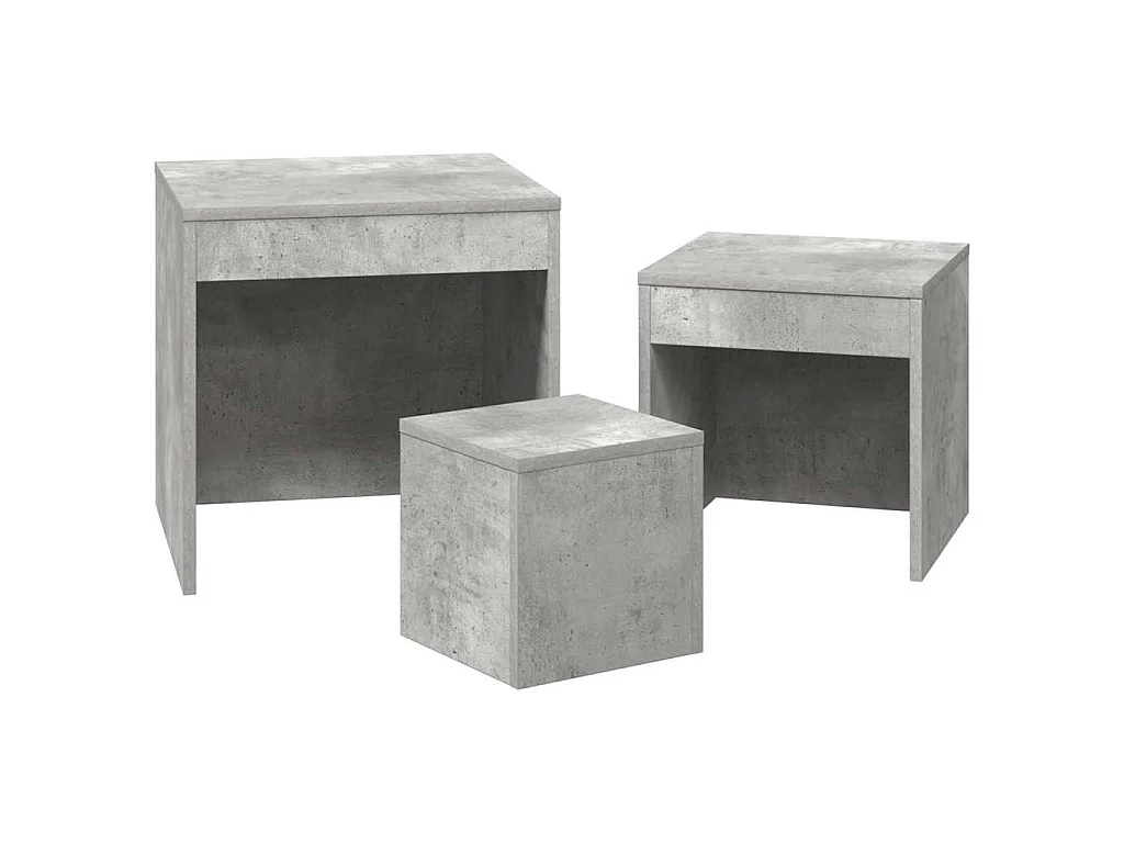 Tables gigognes 3 pcs Gris béton Aggloméré