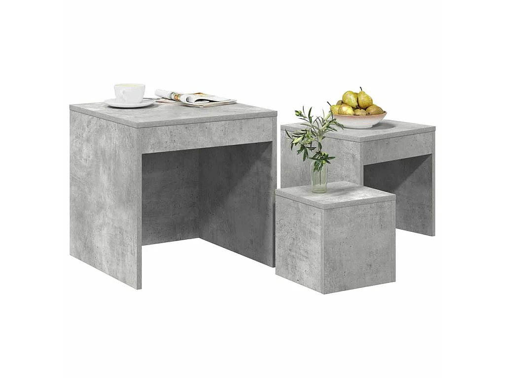 Tables gigognes 3 pcs Gris béton Aggloméré