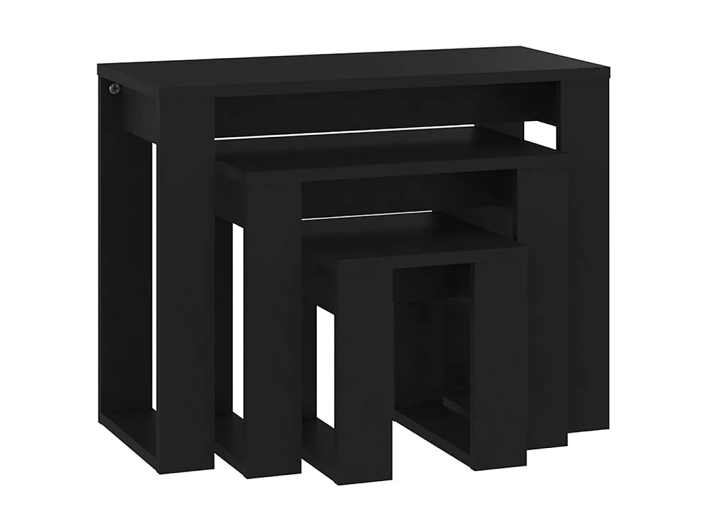 Tables gigognes 3 pcs Noir Bois d'ingénierie