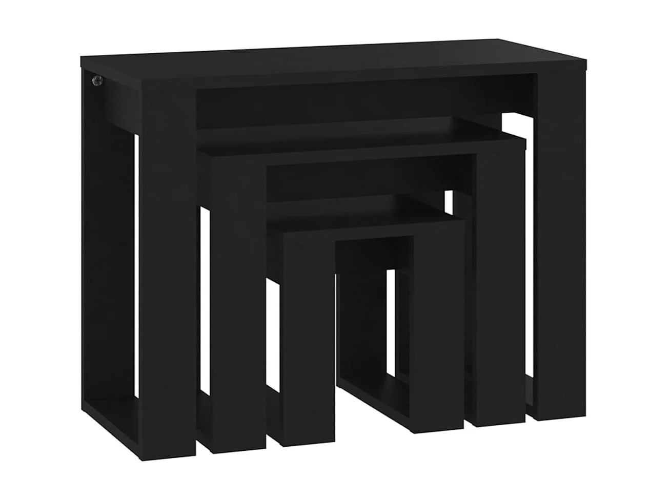 Tables gigognes 3 pcs Noir Bois d'ingénierie