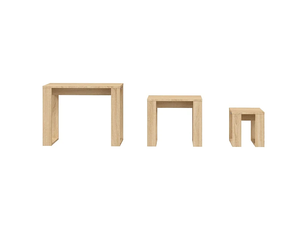 3-delige Tafeltjesset bewerkt hout sonoma eikenkleurig