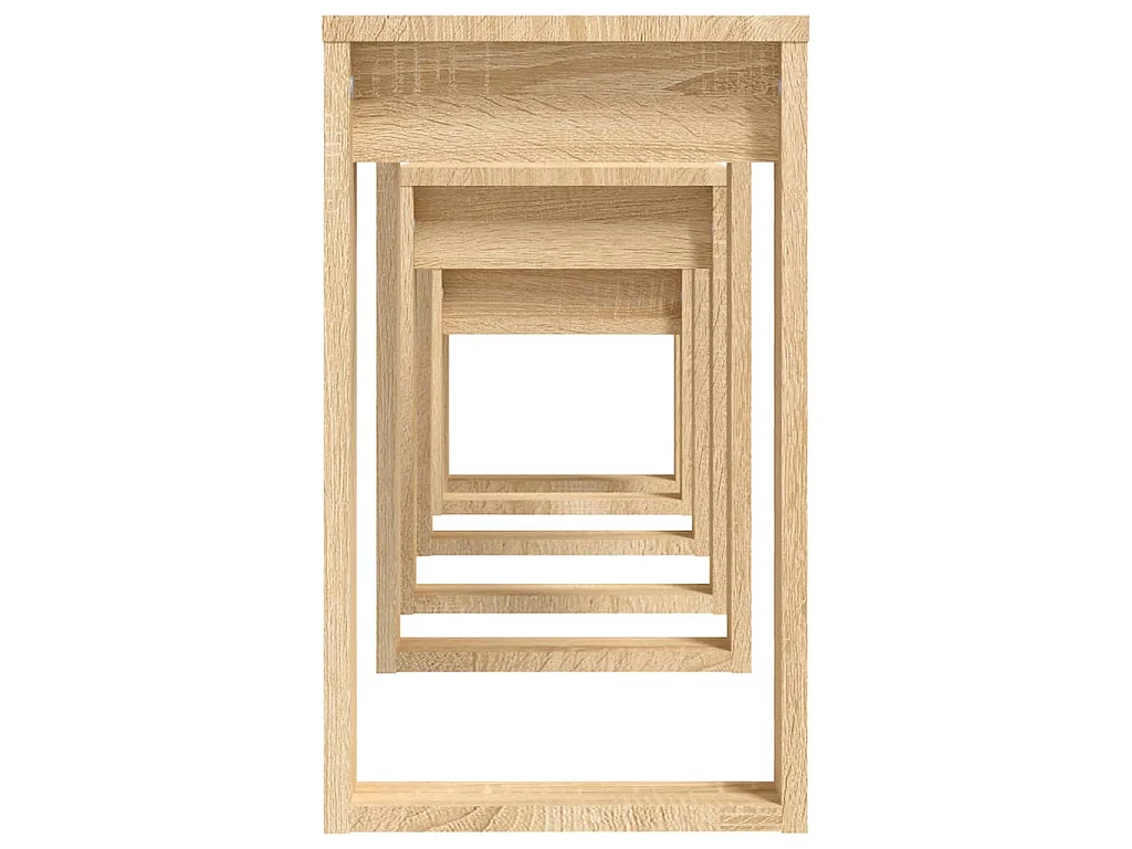 3-delige Tafeltjesset bewerkt hout sonoma eikenkleurig