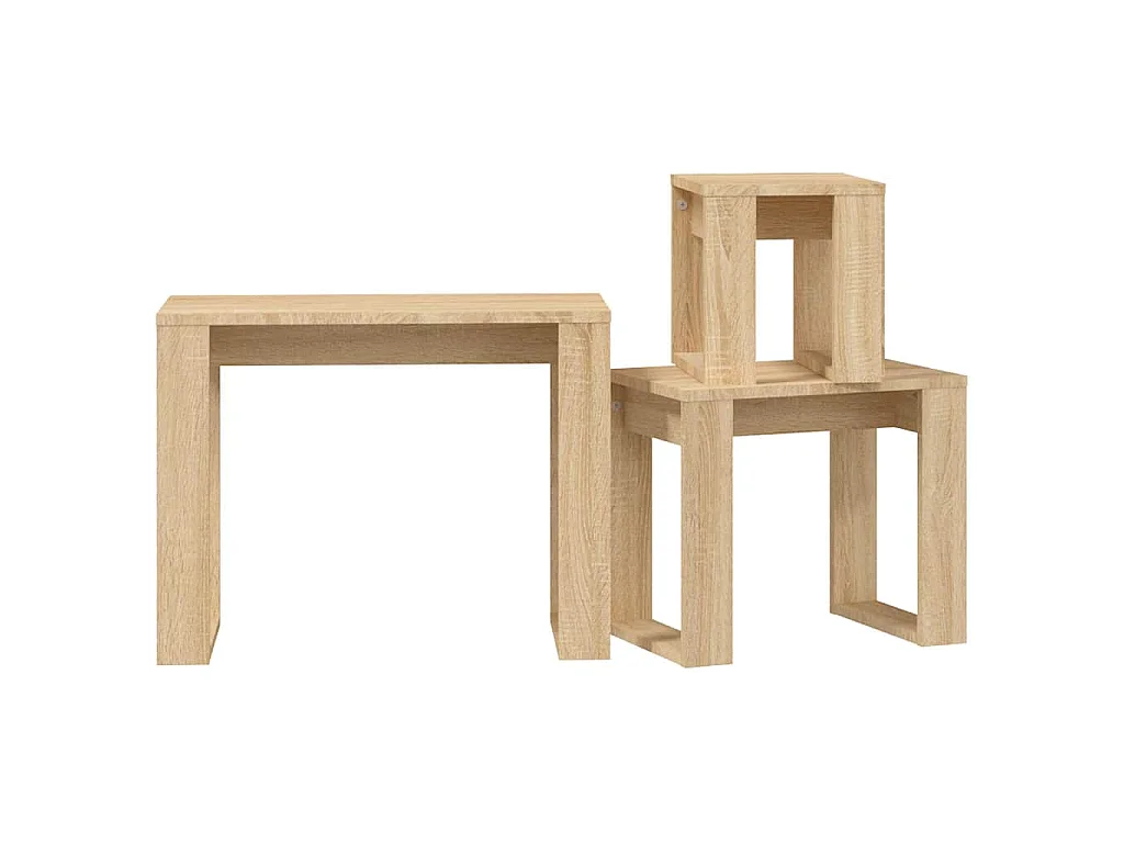 Tavolini Impilabili 3 pz Rovere Sonoma in Legno Multistrato