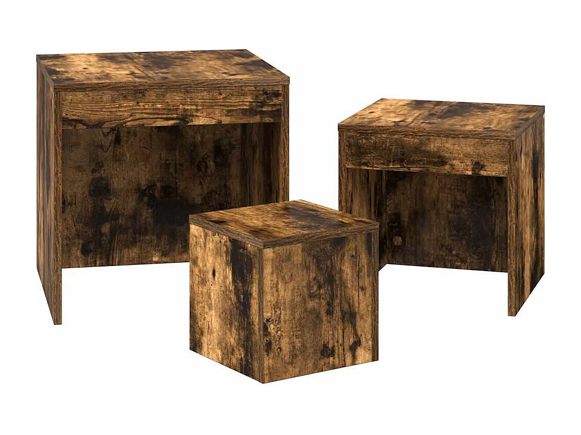 Tables gigognes 3 pcs Chêne fumé Bois d'ingénierie