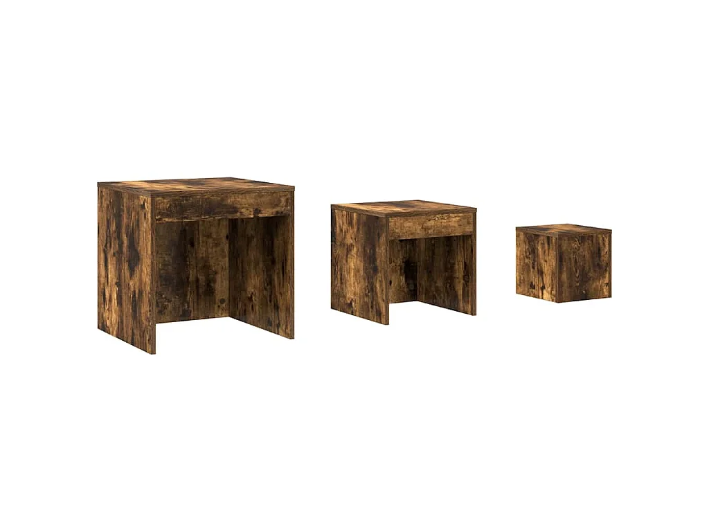 Tables gigognes 3 pcs Chêne fumé Bois d'ingénierie