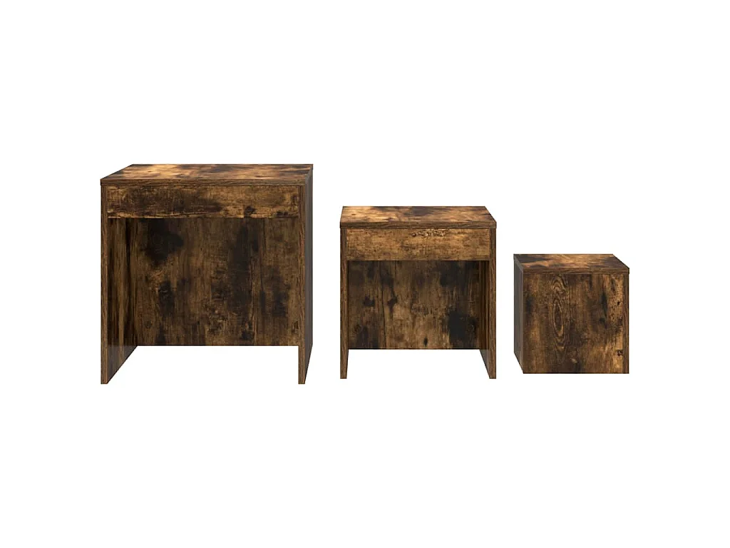 Tables gigognes 3 pcs Chêne fumé Bois d'ingénierie