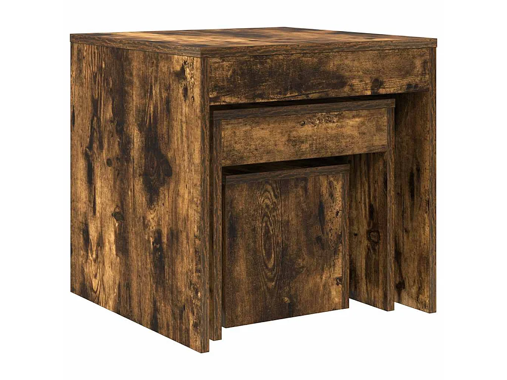 Tables gigognes 3 pcs Chêne fumé Bois d'ingénierie