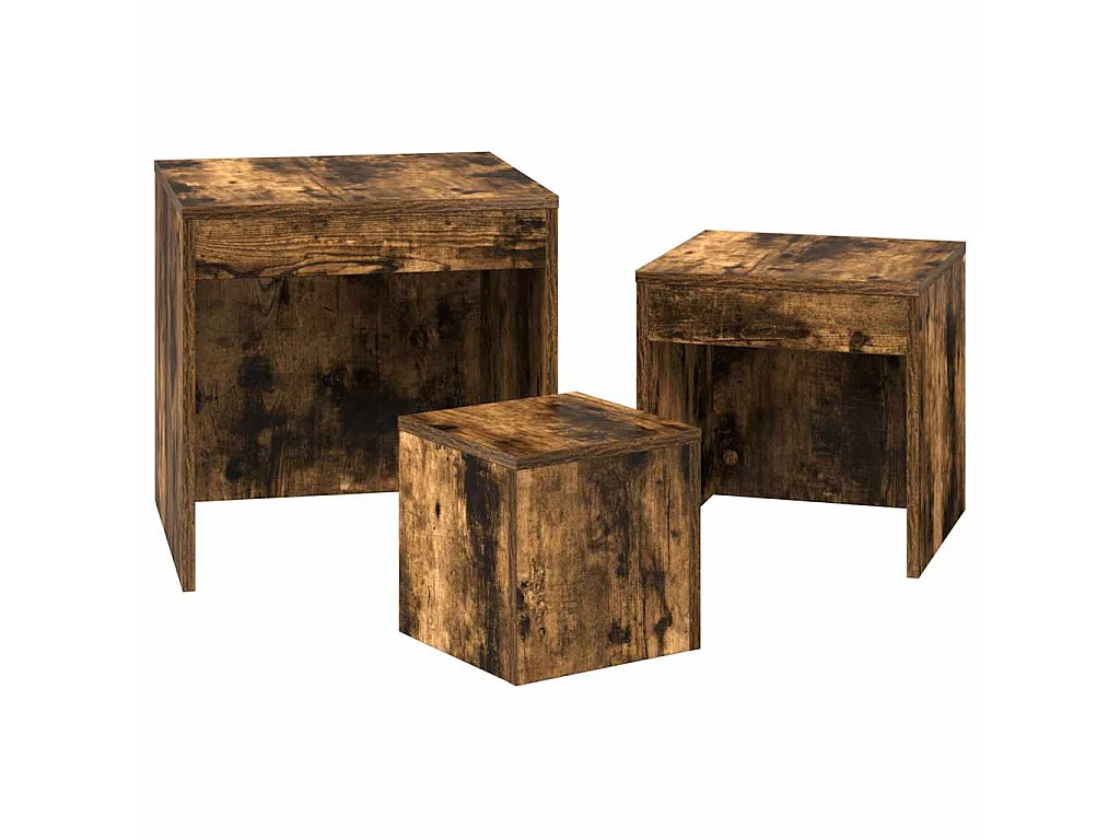 Tables gigognes 3 pcs Chêne fumé Bois d'ingénierie