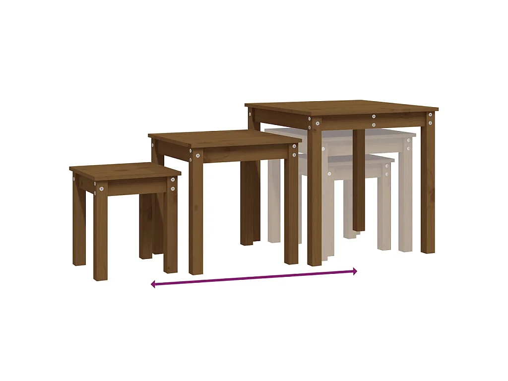Satztische 3 Stk. Honigbraun Massivholz Kiefer