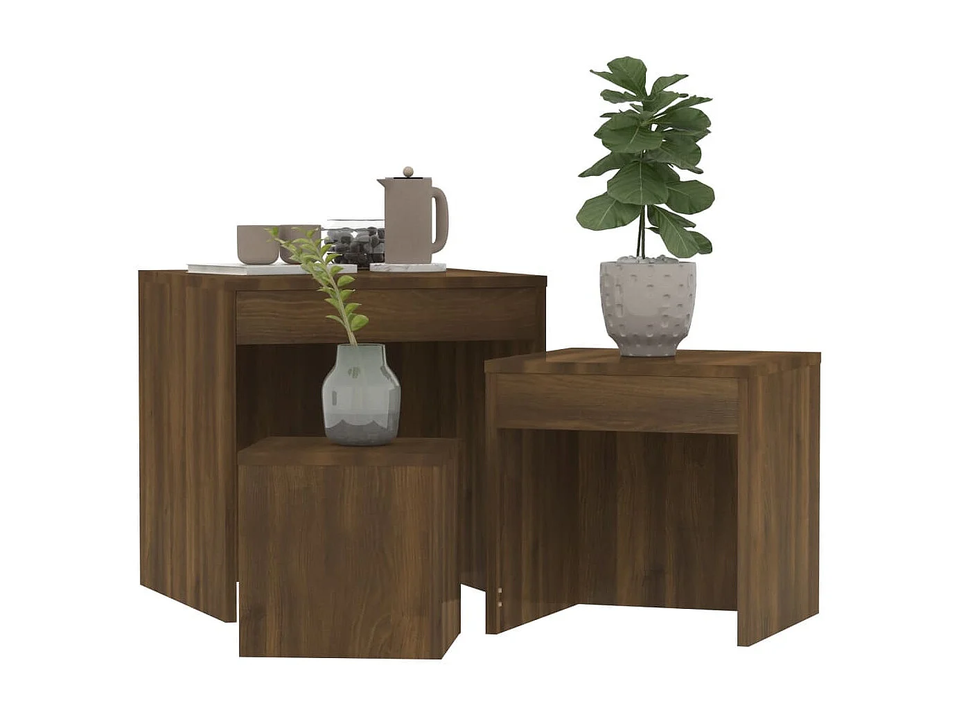 Tables gigognes 3 pcs Chêne marron Bois d'ingénierie
