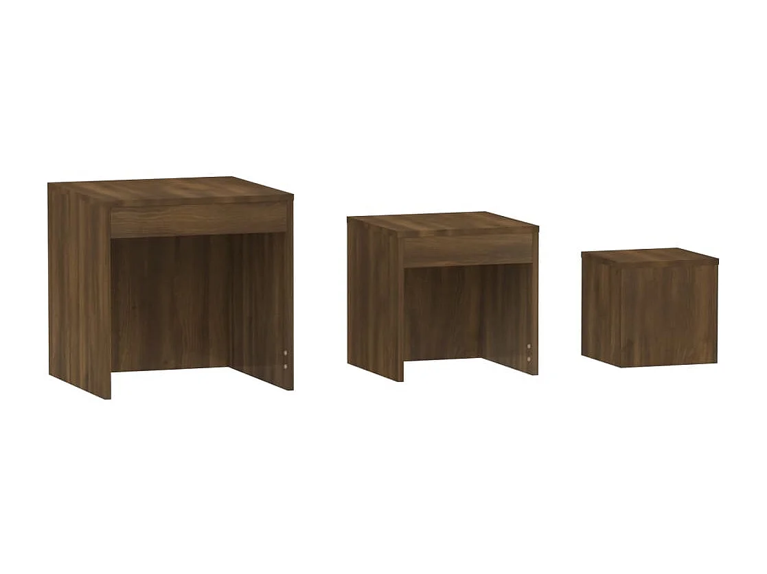 Tables gigognes 3 pcs Chêne marron Bois d'ingénierie