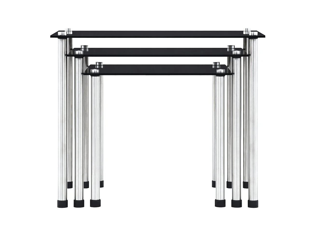 Tables gigognes 3 pcs Noir Verre trempé