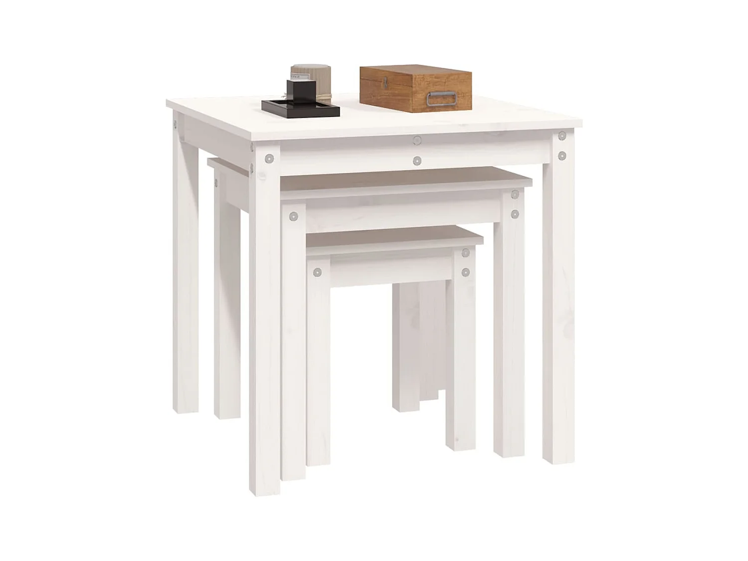 Tables gigognes 3 pcs Blanc Bois de pin massif