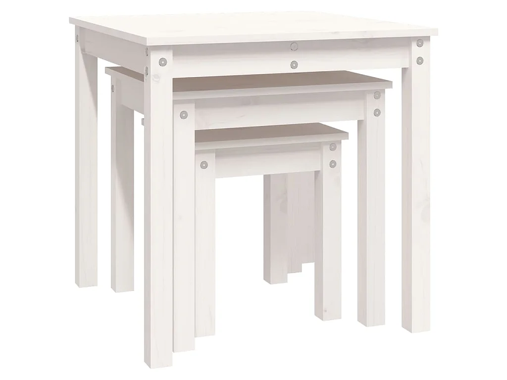 Satztische 3 Stk. Weiß Massivholz Kiefer