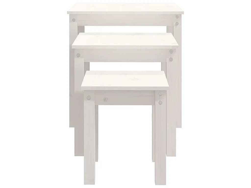 Tables gigognes 3 pcs Blanc Bois de pin massif