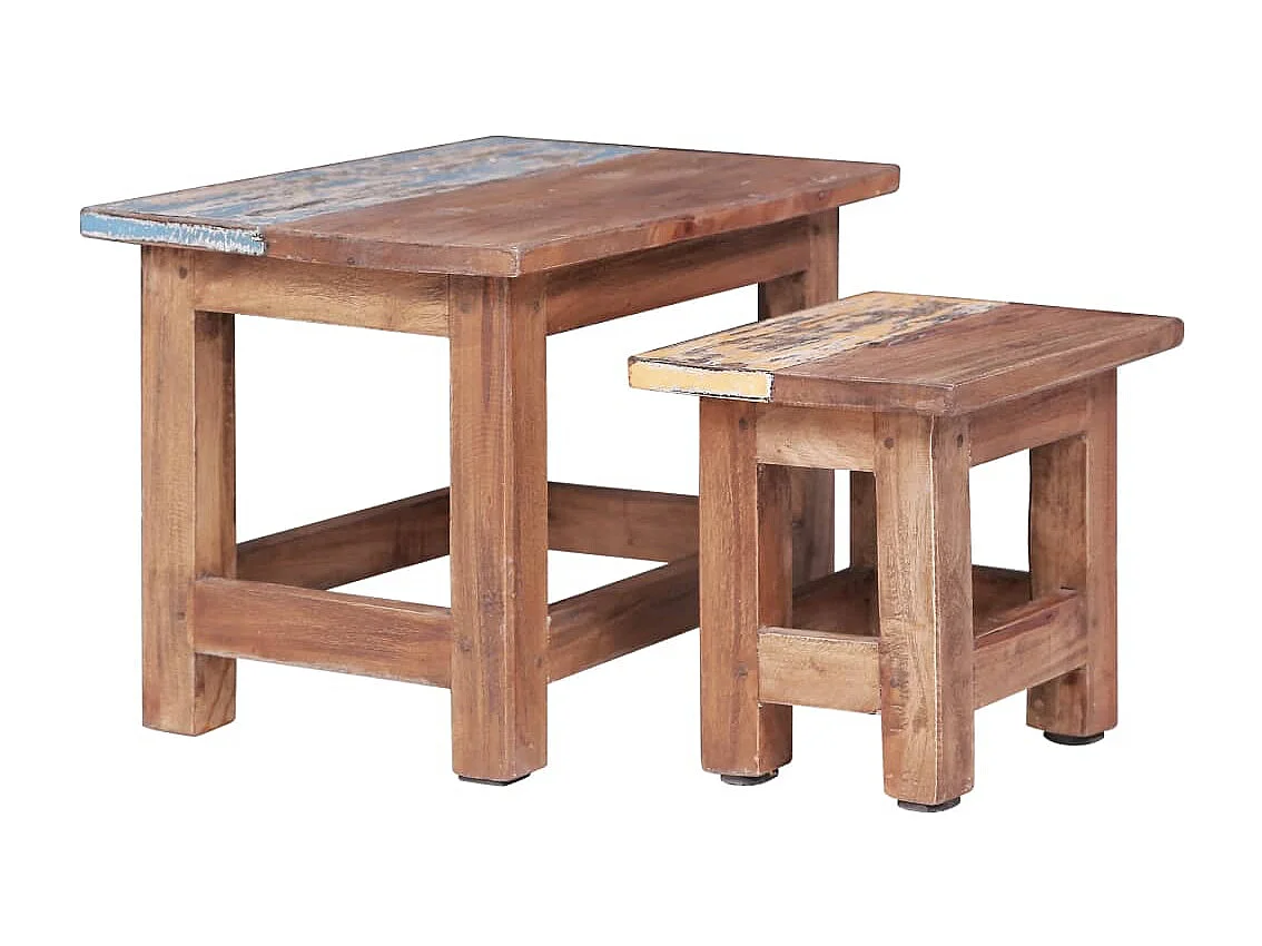 Tables gigognes 2 pcs bois d'acajou massif