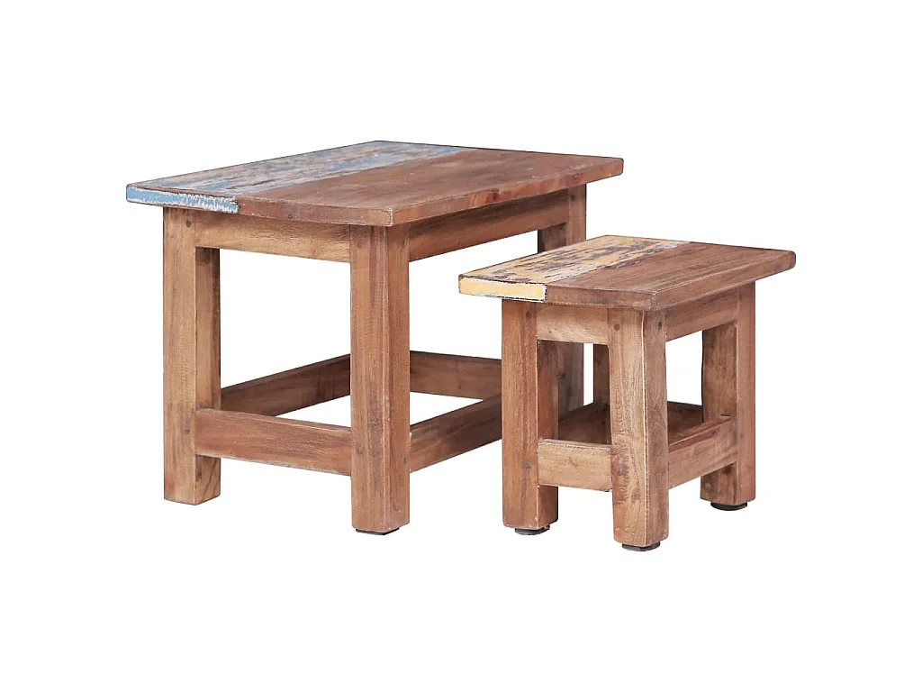 Tavolini Impilabili 2 pz in Legno Massello di Mogano