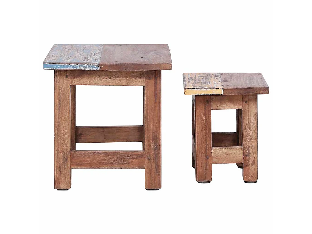 Tables gigognes 2 pcs bois d'acajou massif