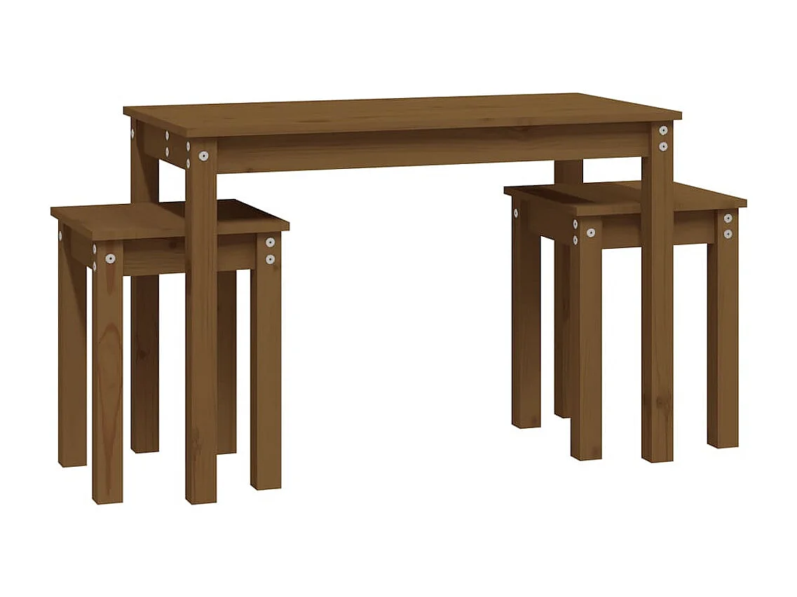 Mesas de encastrar 3 pcs madeira de pinho maciça castanho mel