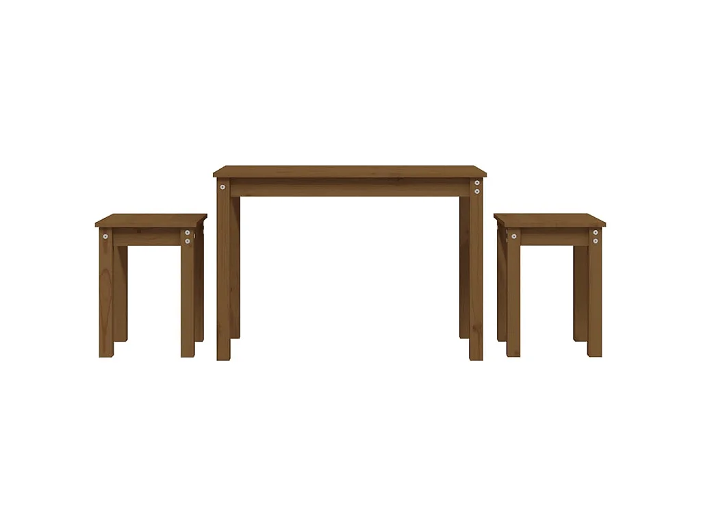 Tafeltjesset 3 st massief grenenhout honingbruin