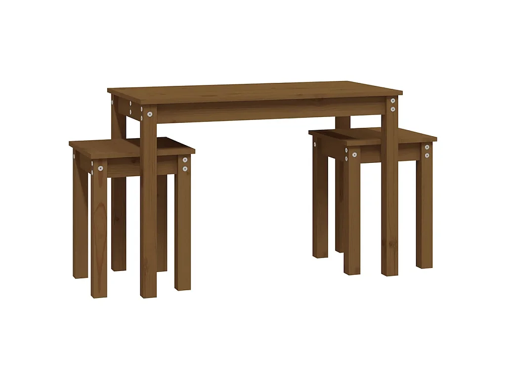 Tafeltjesset 3 st massief grenenhout honingbruin