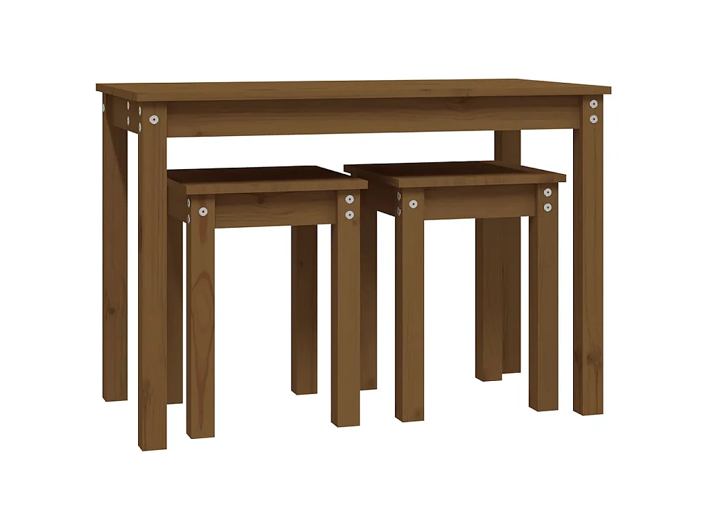 Tafeltjesset 3 st massief grenenhout honingbruin