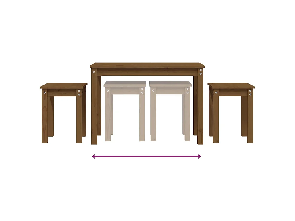 Tafeltjesset 3 st massief grenenhout honingbruin