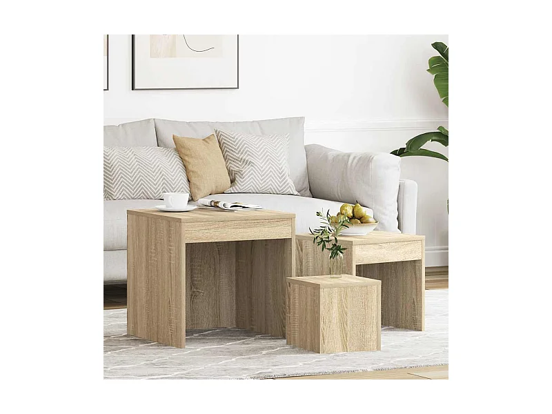 Tables gigognes 3 pcs Chêne sonoma Aggloméré