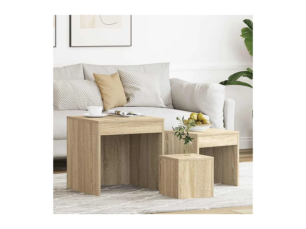 Tables gigognes 3 pcs Chêne sonoma Aggloméré