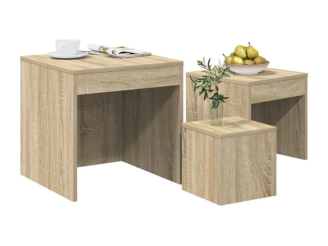 Tables gigognes 3 pcs Chêne sonoma Aggloméré