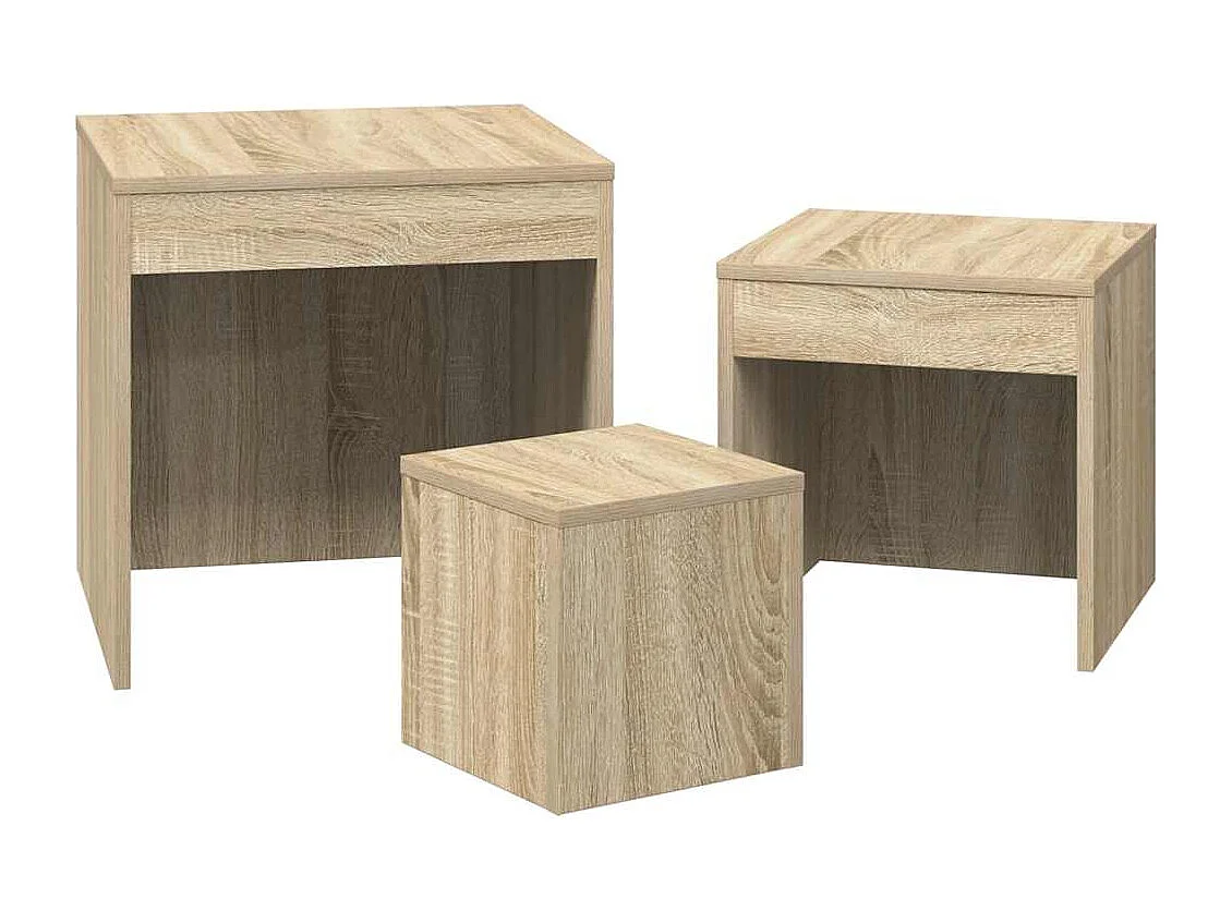 Tables gigognes 3 pcs Chêne sonoma Aggloméré