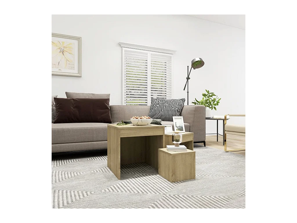 Tables gigognes 3 pcs Chêne sonoma Aggloméré