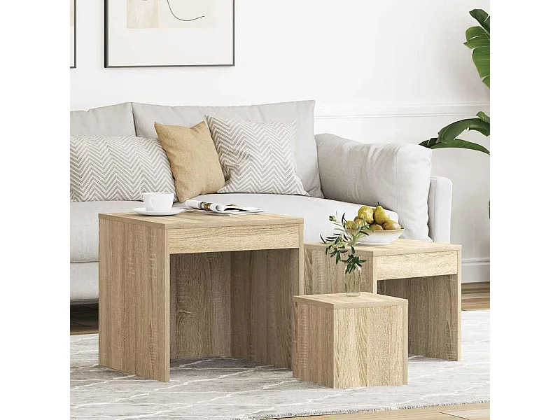 Tables gigognes 3 pcs Chêne sonoma Aggloméré