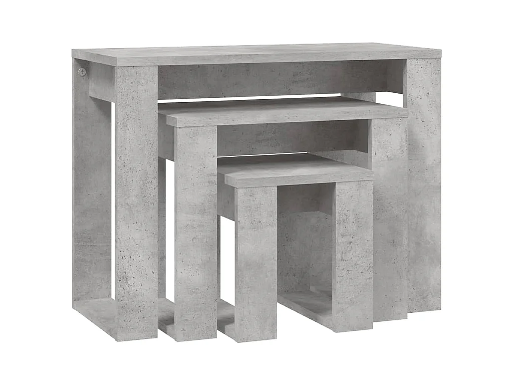 3-delige Tafeltjesset bewerkt hout betongrijs