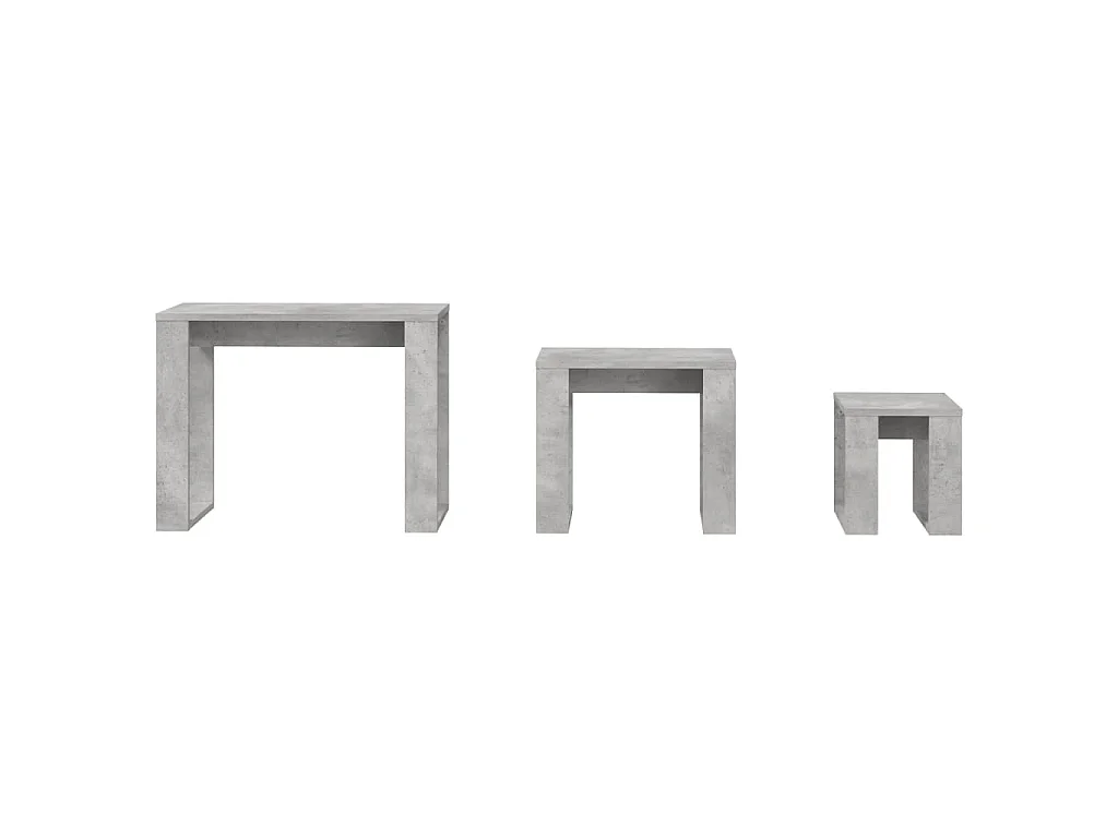3-delige Tafeltjesset bewerkt hout betongrijs