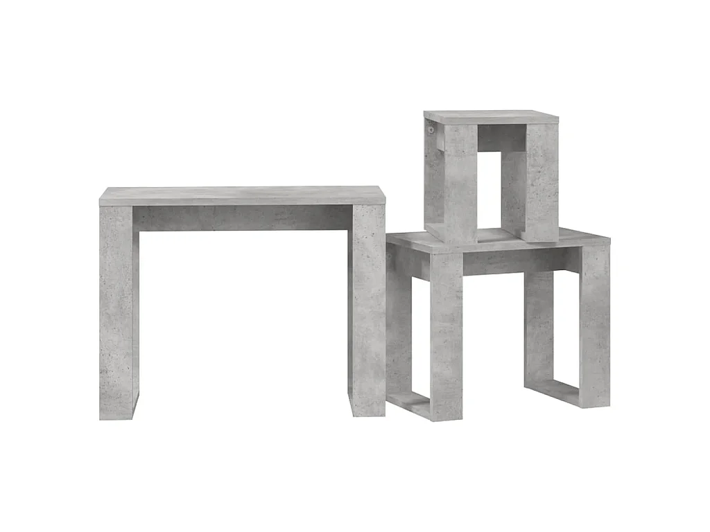 3-delige Tafeltjesset bewerkt hout betongrijs