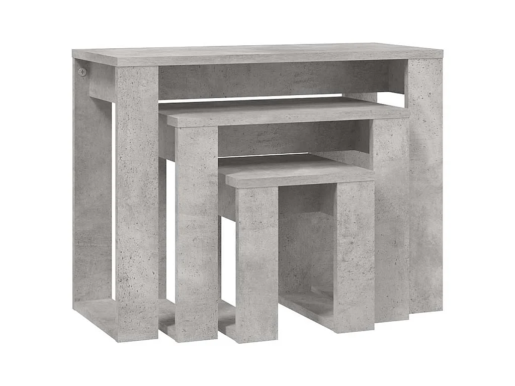 Tables gigognes 3 pcs Gris béton Bois d'ingénierie