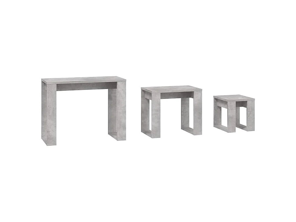 Tables gigognes 3 pcs Gris béton Bois d'ingénierie