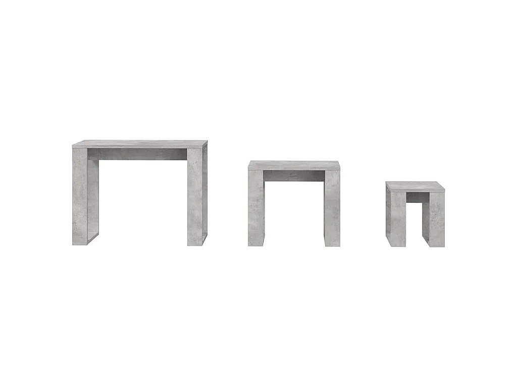 Tables gigognes 3 pcs Gris béton Bois d'ingénierie