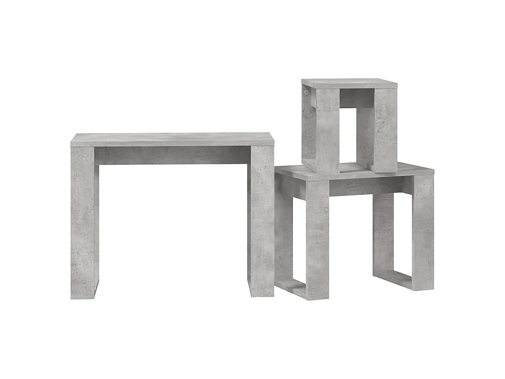 Tables gigognes 3 pcs Gris béton Bois d'ingénierie