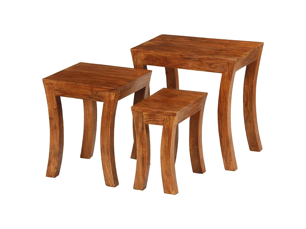 Table gigogne 3 pcs Bois massif d'acacia 50x35x50 cm Marron