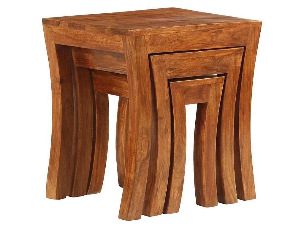 Table gigogne 3 pcs Bois massif d'acacia 50x35x50 cm Marron