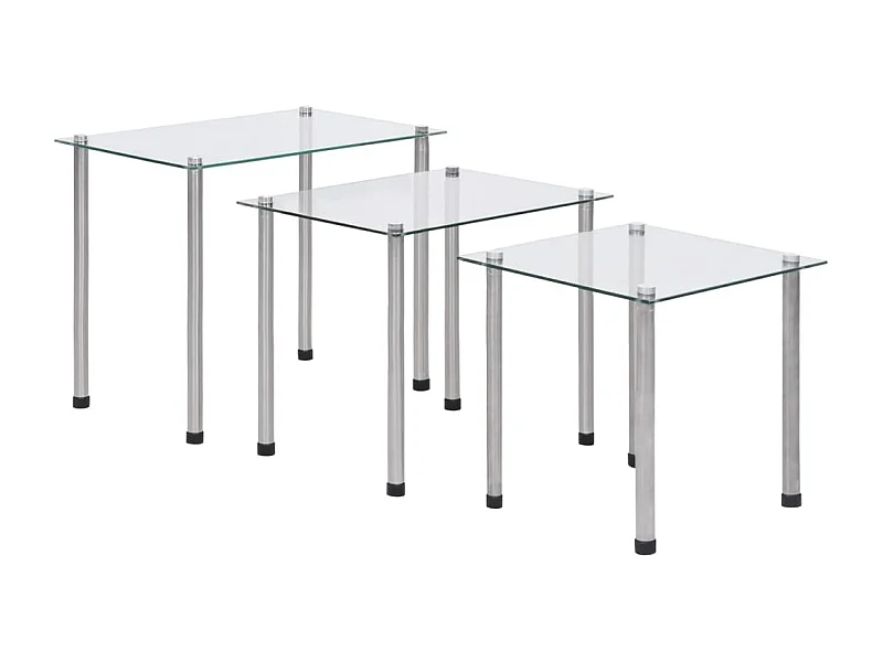Tables gigognes 3 pcs Transparent Verre trempé